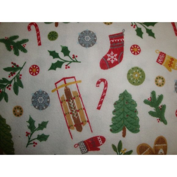 $140 Charter Club Flannel Queen 4 Pc Sheet Set White Multi Color Holiday Icons - Picture 3 of 3